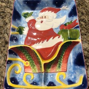 Santa serving tray, 15.5”x11.5”x2” deep. NWOT
